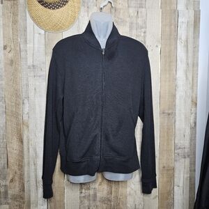 Robert Graham Full Zip Light Waffle Knit Track Black Jacket Size Large W/Pockets